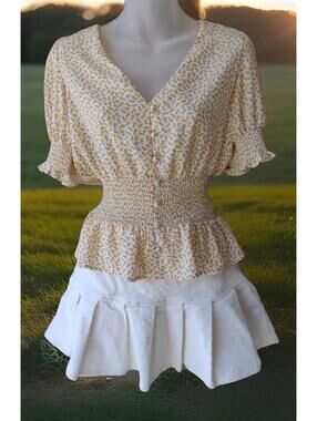 Y2K Floral Crop Top & Corduroy Pleated Skort Set S Sienna Sky Forever 21